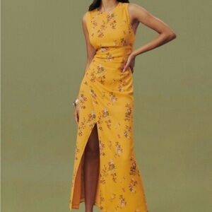 Reformation Ledger Mustard/Sancerre Floral Dress